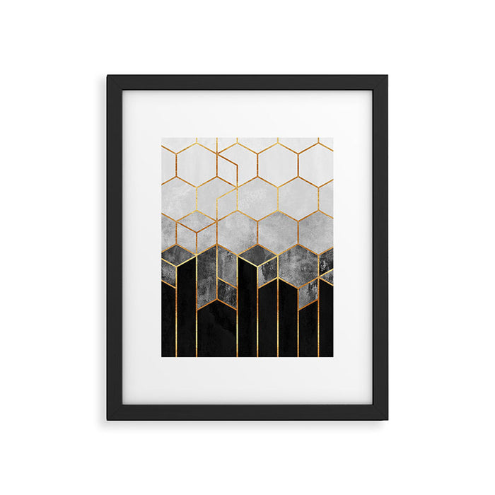 Charcoal Hexagons Framed Art Print Gallery Image 1