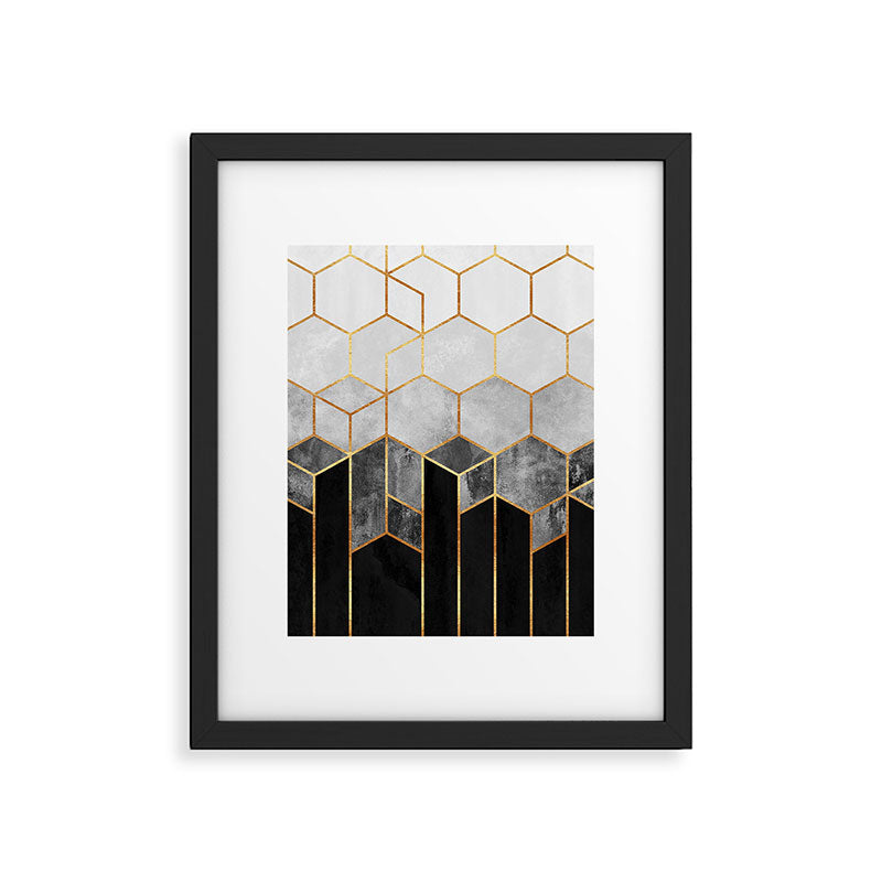 Charcoal Hexagons Framed Art Print Gallery Image 4
