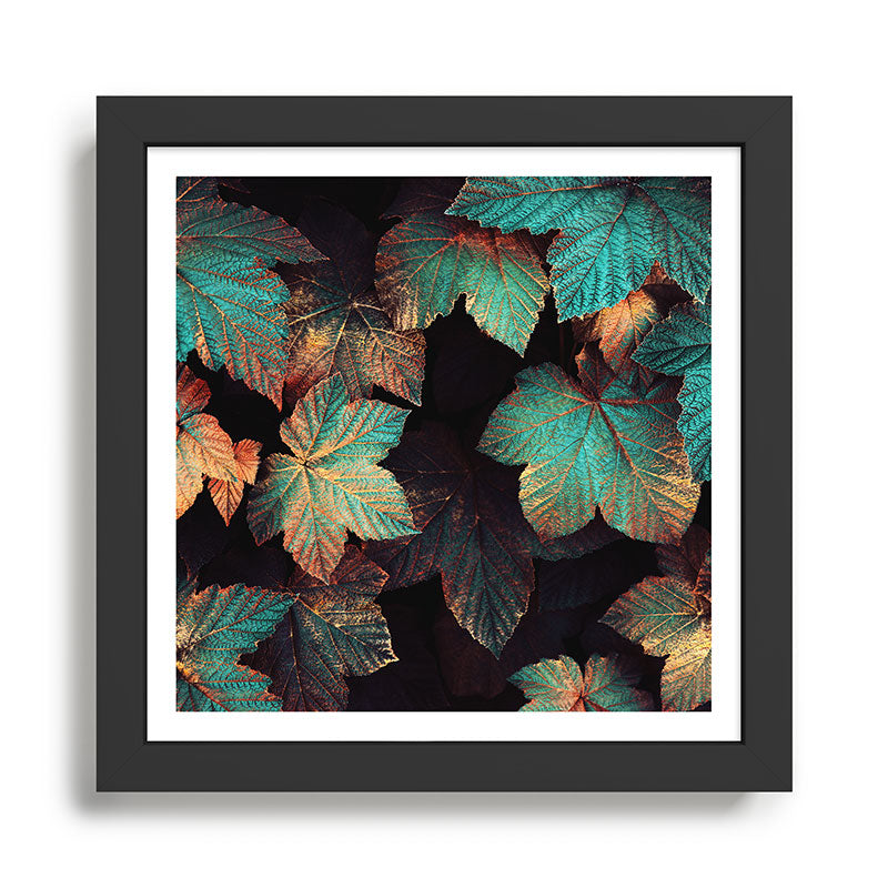 Copper And Teal Leaves Framed Art Print Gallery Image 1