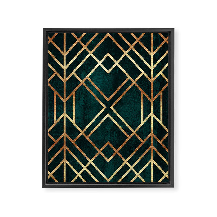 Dark Teal Geo Framed Canvas Print Gallery Image 1