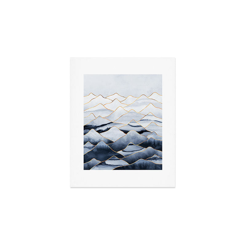 Mountains 2 - Gold Colored Lines Art Print Gallery Image 1