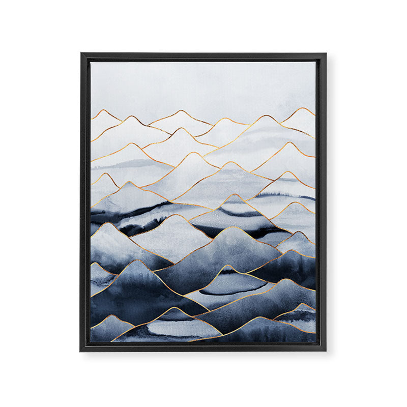 Mountains 2 - Gold Colored Lines Framed Canvas Print Gallery Image 6