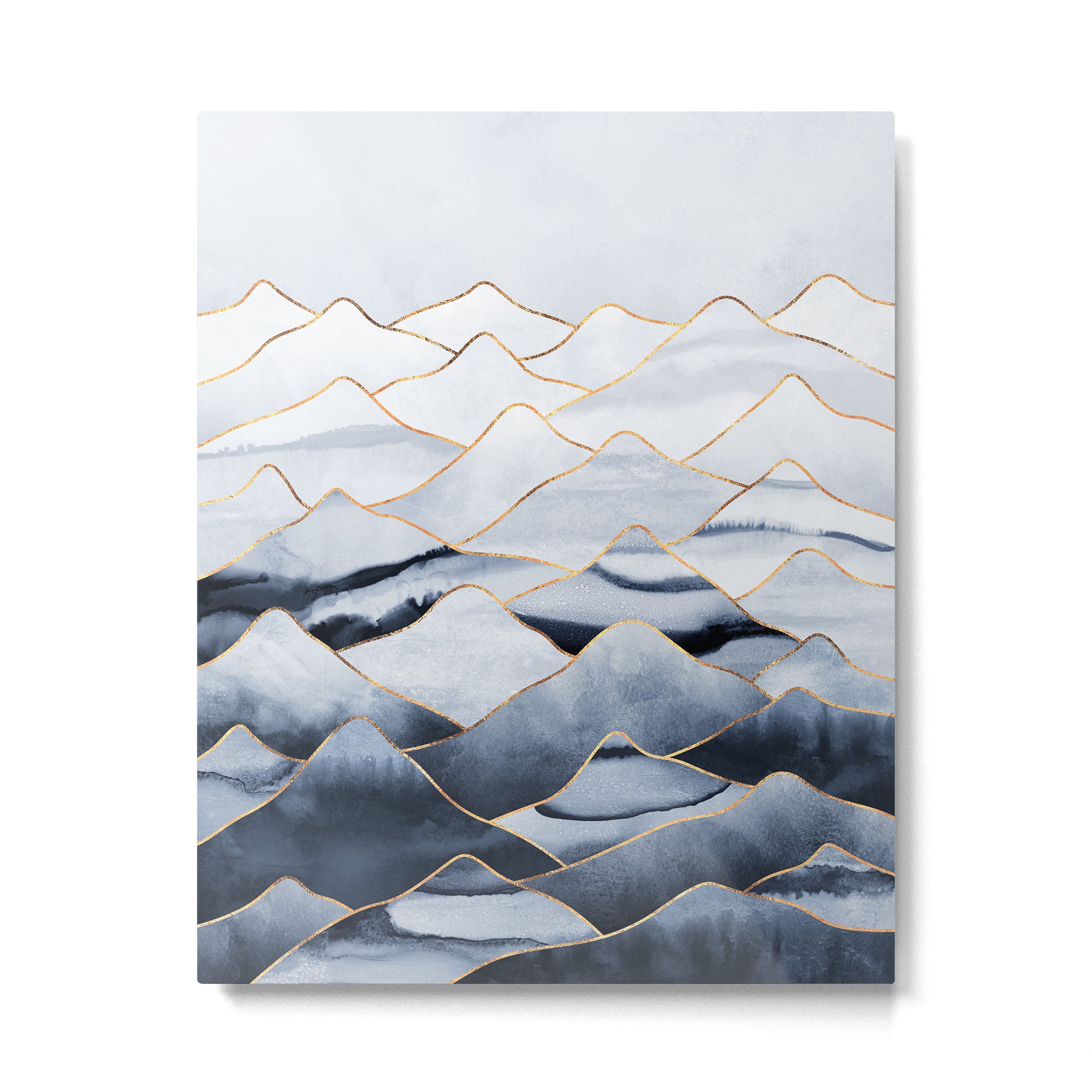 Mountains 2 - Gold Colored Lines Metal Print Gallery Image 4