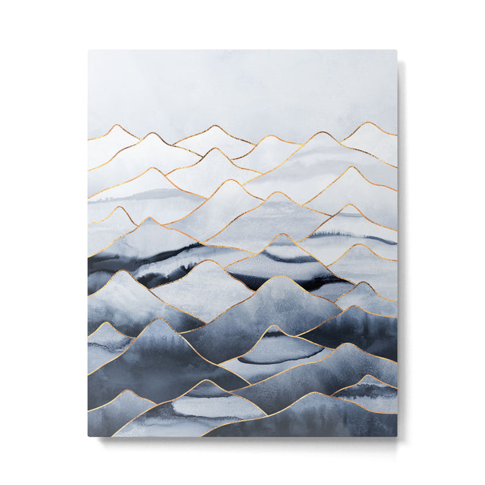 Mountains 2 - Gold Colored Lines Metal Print Gallery Image 1