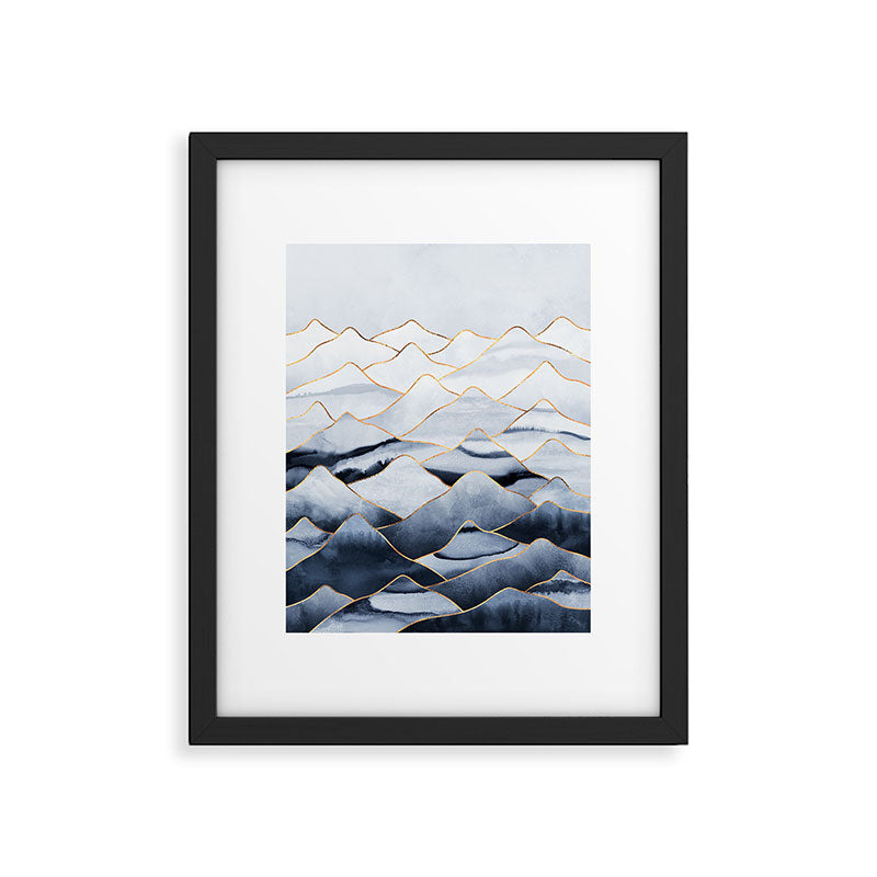 Mountains 2 - Gold Colored Lines Framed Art Print Gallery Image 5