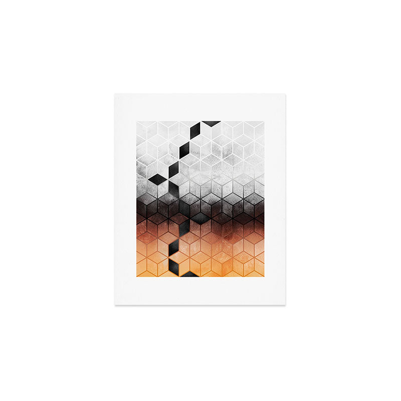 Ombre Concrete Cubes Art Print Gallery Image 1