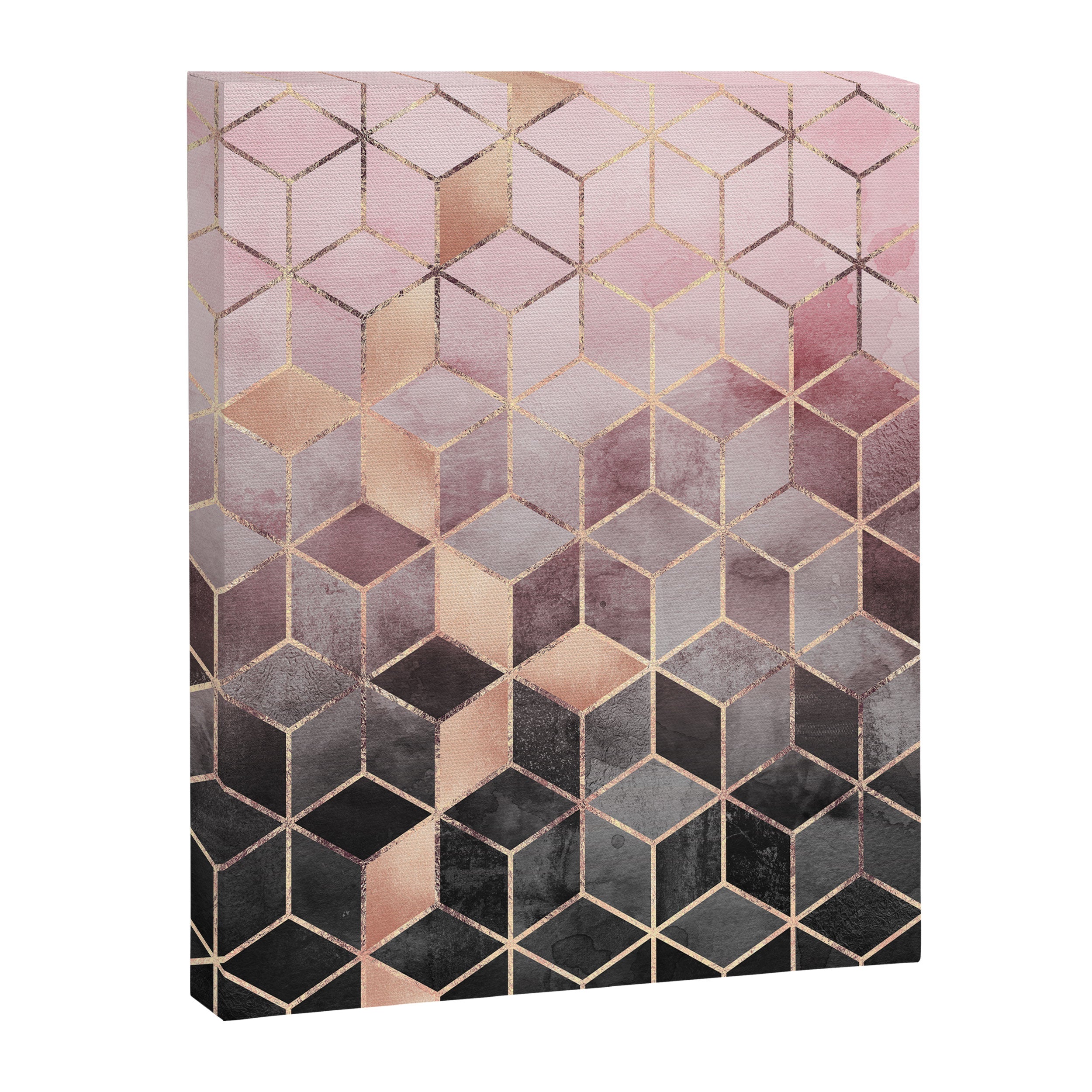 Pink And Grey Gradient Cubes Canvas Print Gallery Image 6