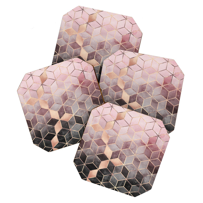 Pink And Grey Gradient Cubes Coaster Gallery Image 1