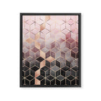 Pink And Grey Gradient Cubes Framed Canvas Print Gallery Image 6