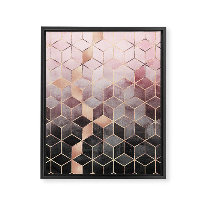 Pink And Grey Gradient Cubes Framed Canvas Print Gallery Image 1