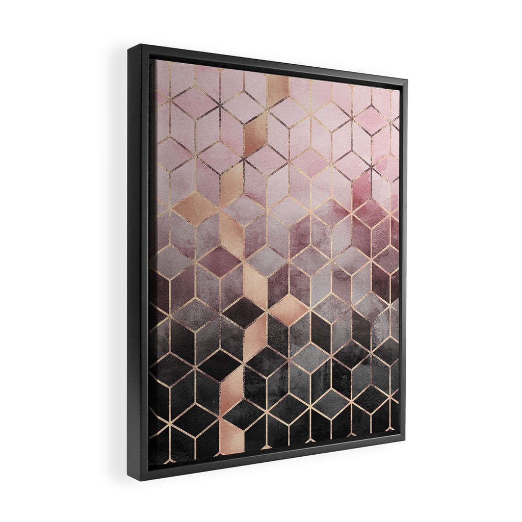 Pink And Grey Gradient Cubes Framed Canvas Print Gallery Image 2