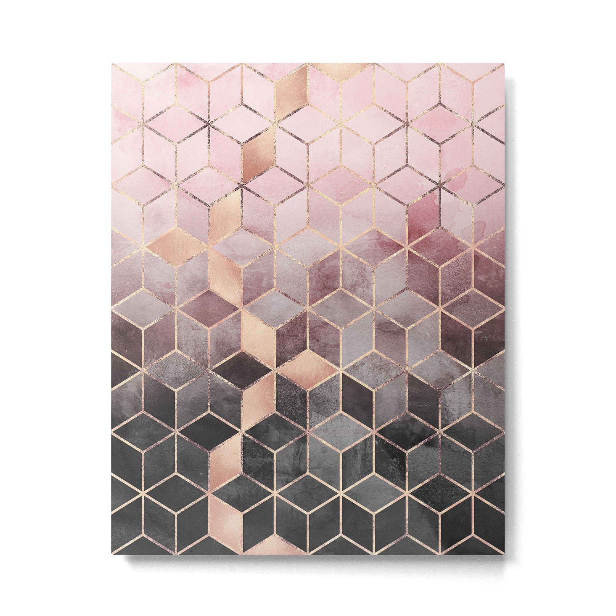 Pink And Grey Gradient Cubes Metal Print Gallery Image 4