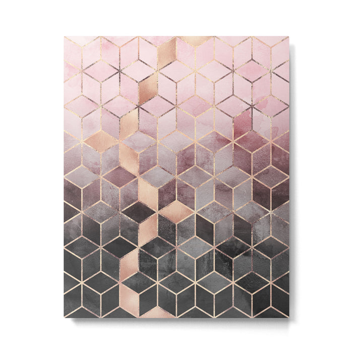 Pink And Grey Gradient Cubes Metal Print Gallery Image 1