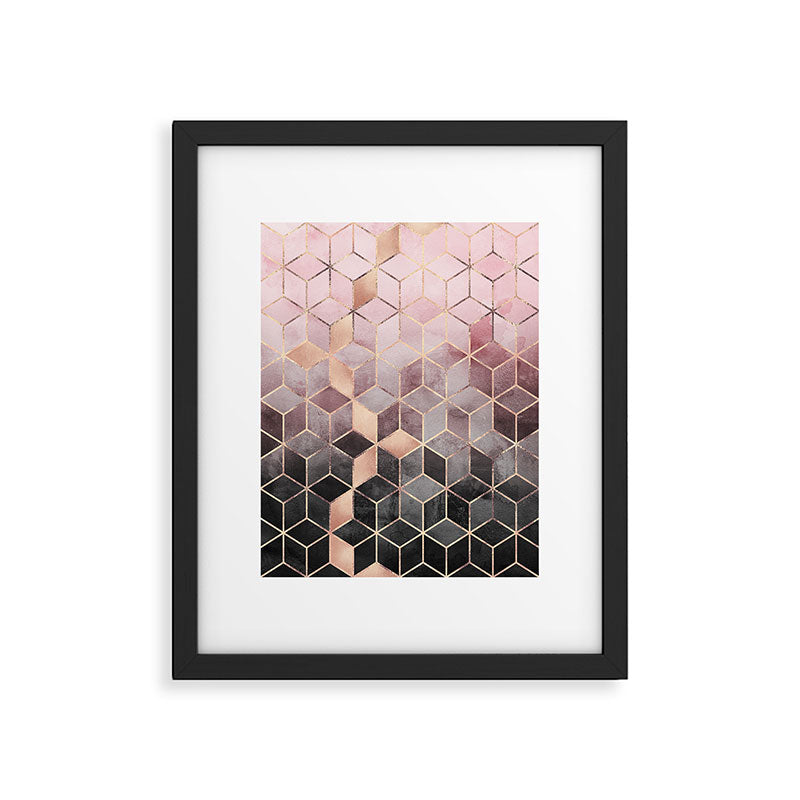 Pink And Grey Gradient Cubes Framed Art Print Gallery Image 5