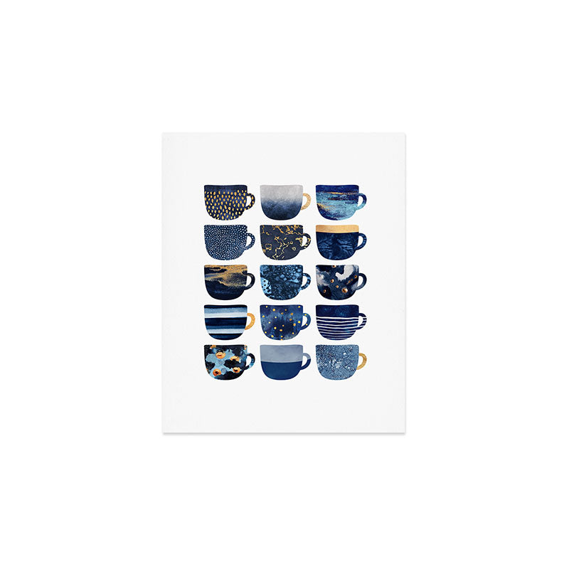 Pretty Blue Coffee Cups Art Print Gallery Image 1