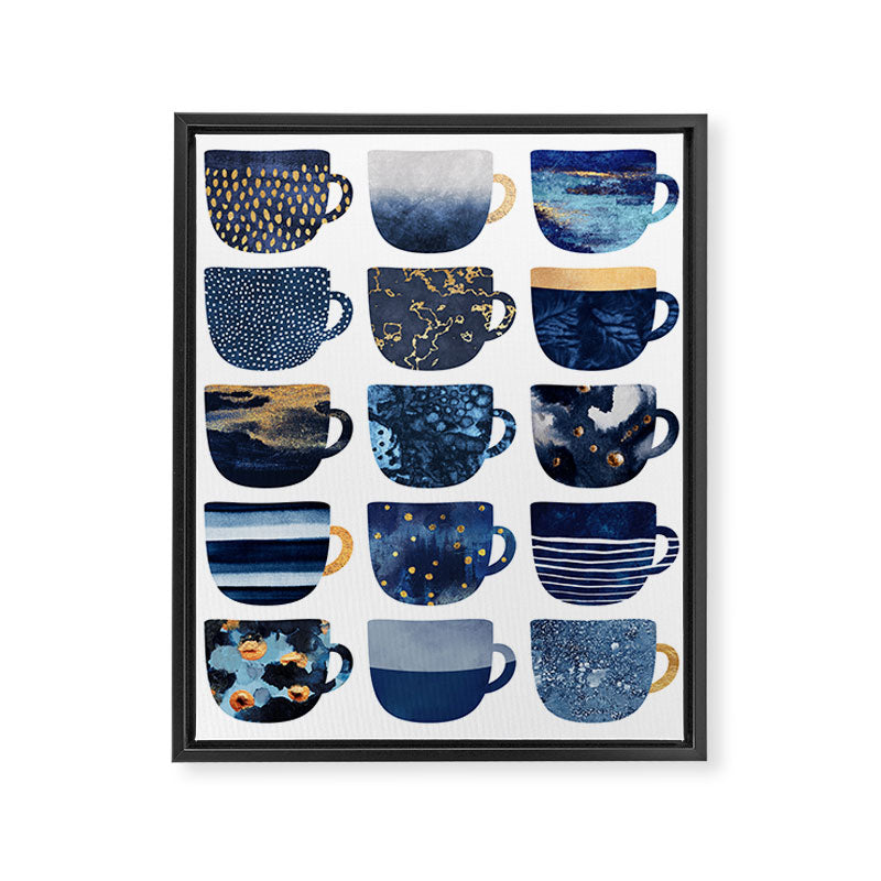 Pretty Blue Coffee Cups Framed Canvas Print Gallery Image 6