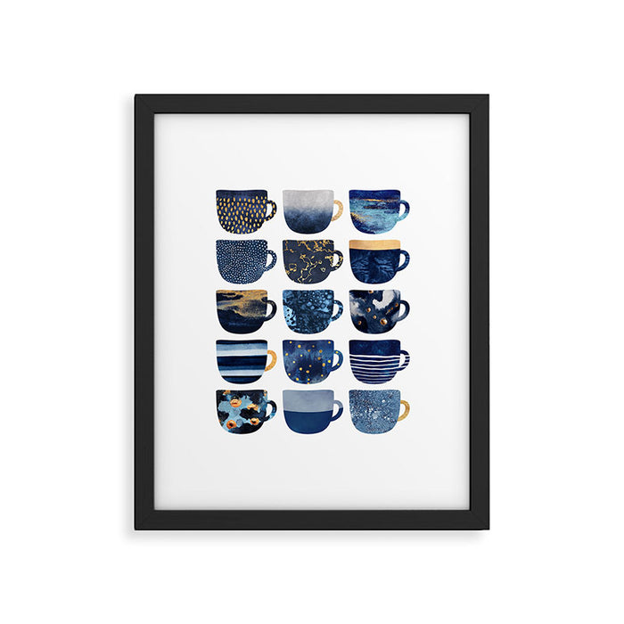 Pretty Blue Coffee Cups Framed Art Print Gallery Image 1