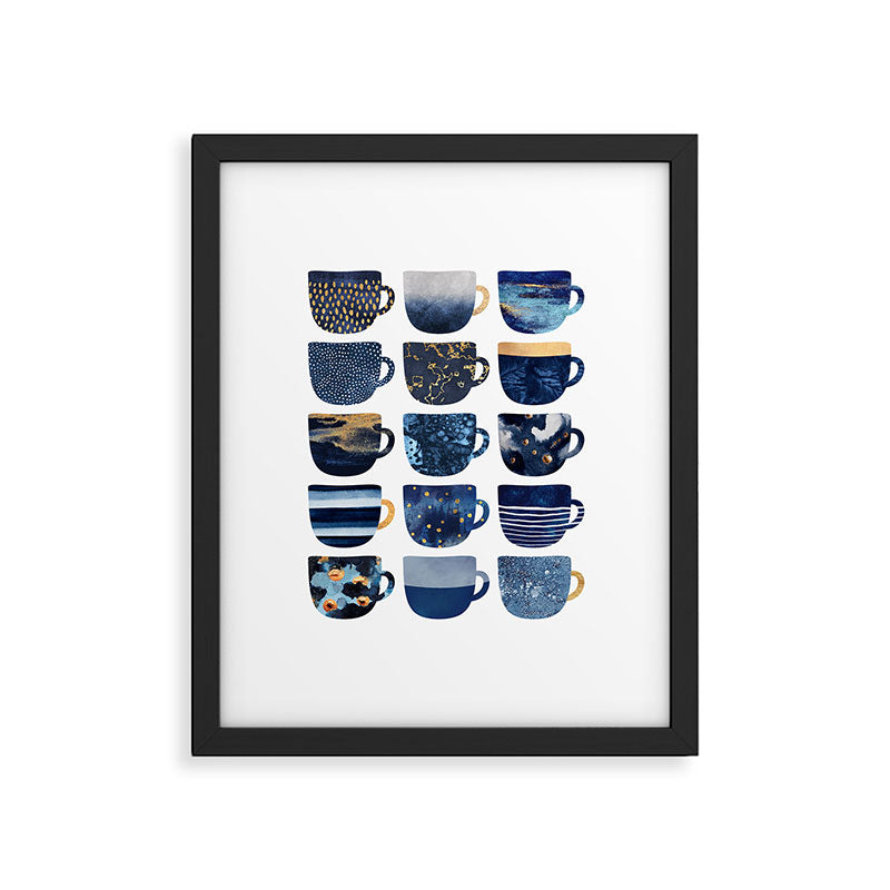Pretty Blue Coffee Cups Framed Art Print Gallery Image 5