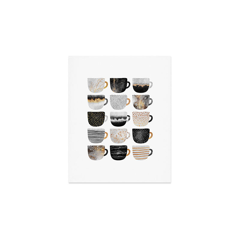 Pretty Coffe Cups 3 - White Art Print Gallery Image 1