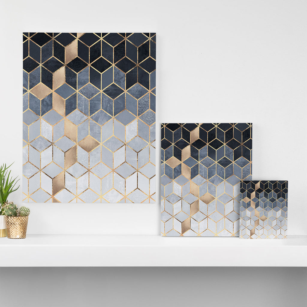 Soft Blue Gradient Cubes Canvas Print Gallery Image 3