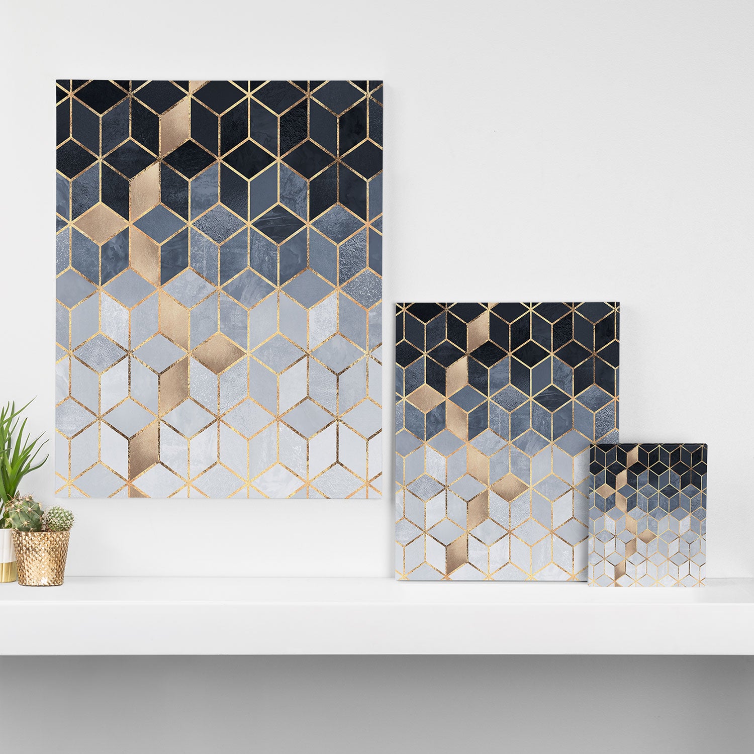 Soft Blue Gradient Cubes Canvas Print Gallery Image 3