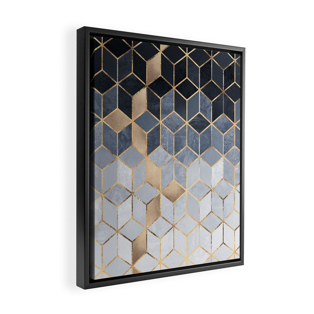 Soft Blue Gradient Cubes Framed Canvas Print Gallery Image 2