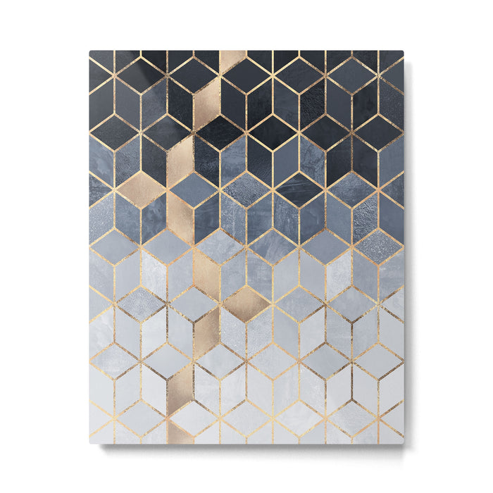 Soft Blue Gradient Cubes Metal Print Gallery Image 1