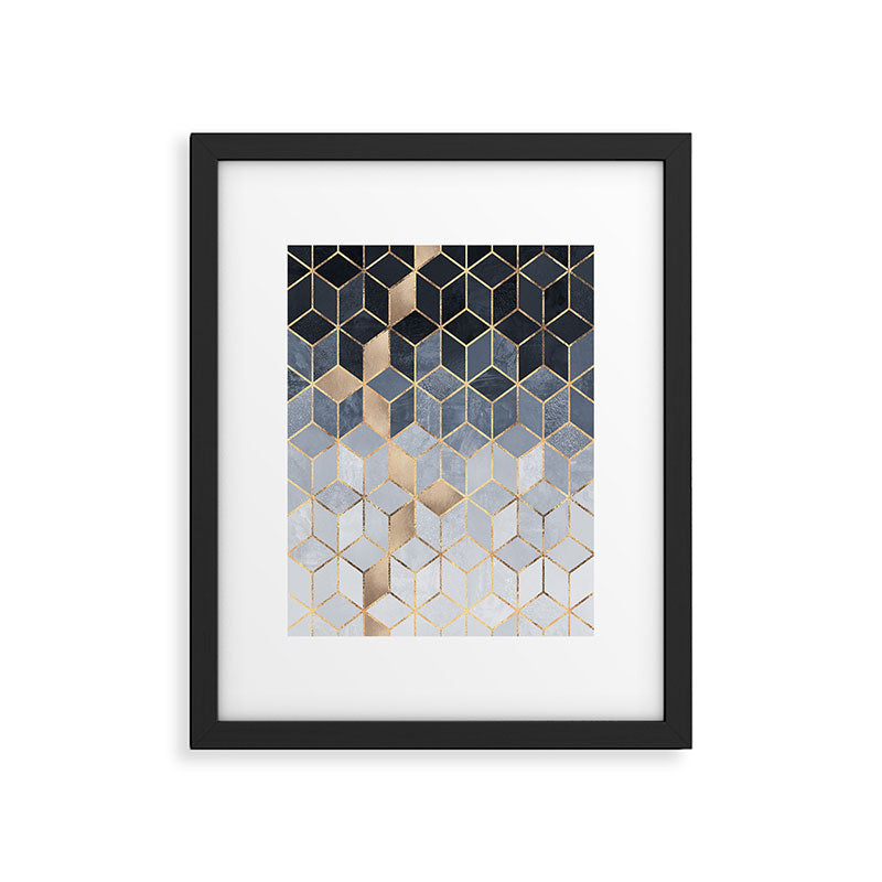 Soft Blue Gradient Cubes Framed Art Print Gallery Image 5