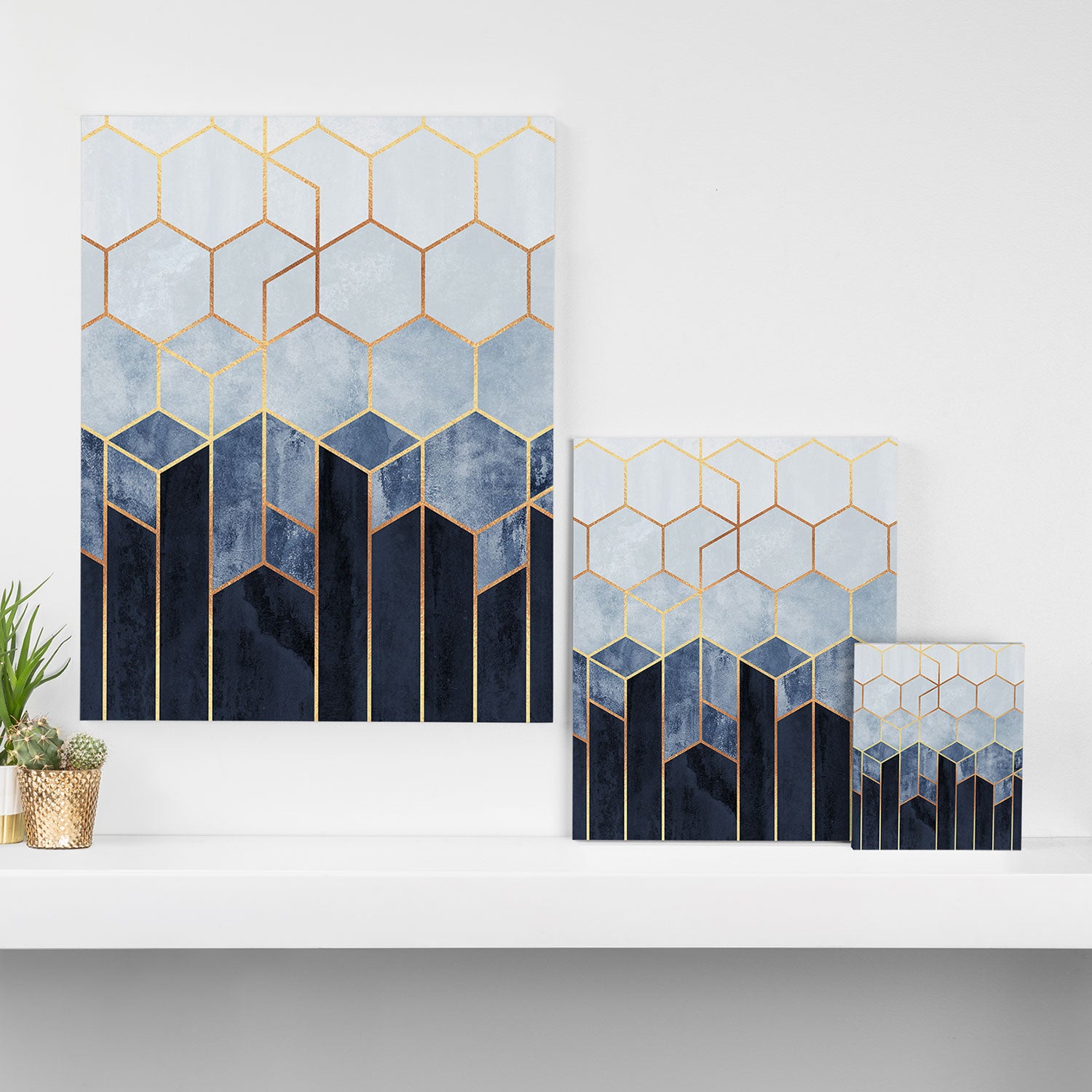 Soft Blue Hexagons Canvas Print Gallery Image 3