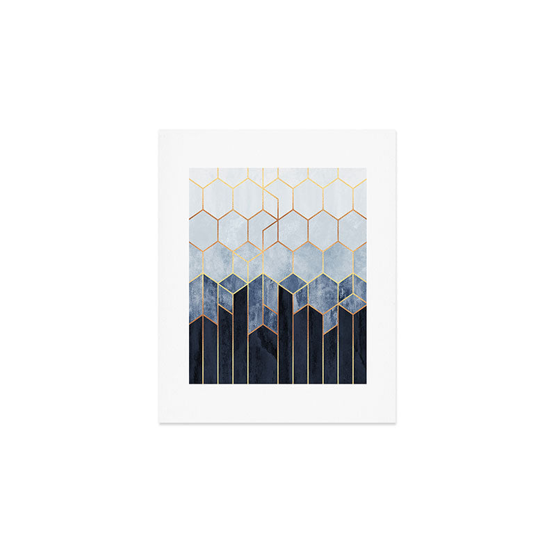 Soft Blue Hexagons Art Print Gallery Image 1