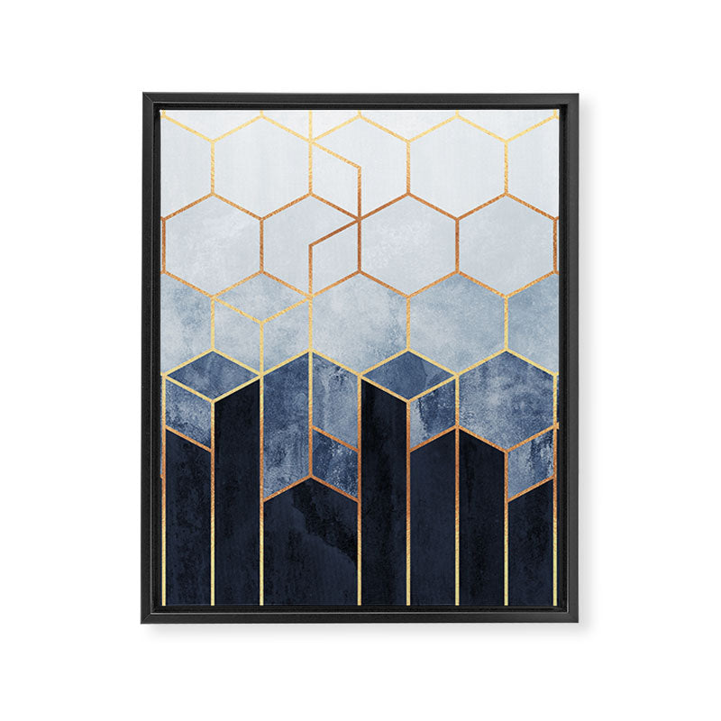 Soft Blue Hexagons Framed Canvas Print Gallery Image 8