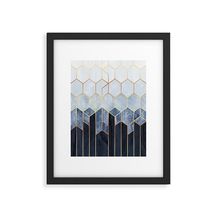 Soft Blue Hexagons Framed Art Print Gallery Image 1