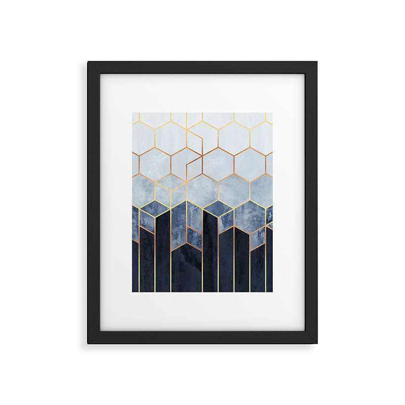 Soft Blue Hexagons Framed Art Print Gallery Image 6