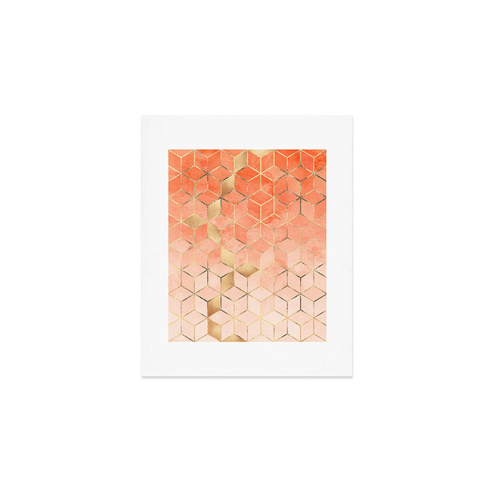 Soft Peach Gradient Cubes Art Print Gallery Image 1