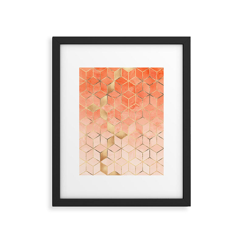 Soft Peach Gradient Cubes Framed Art Print Gallery Image 5