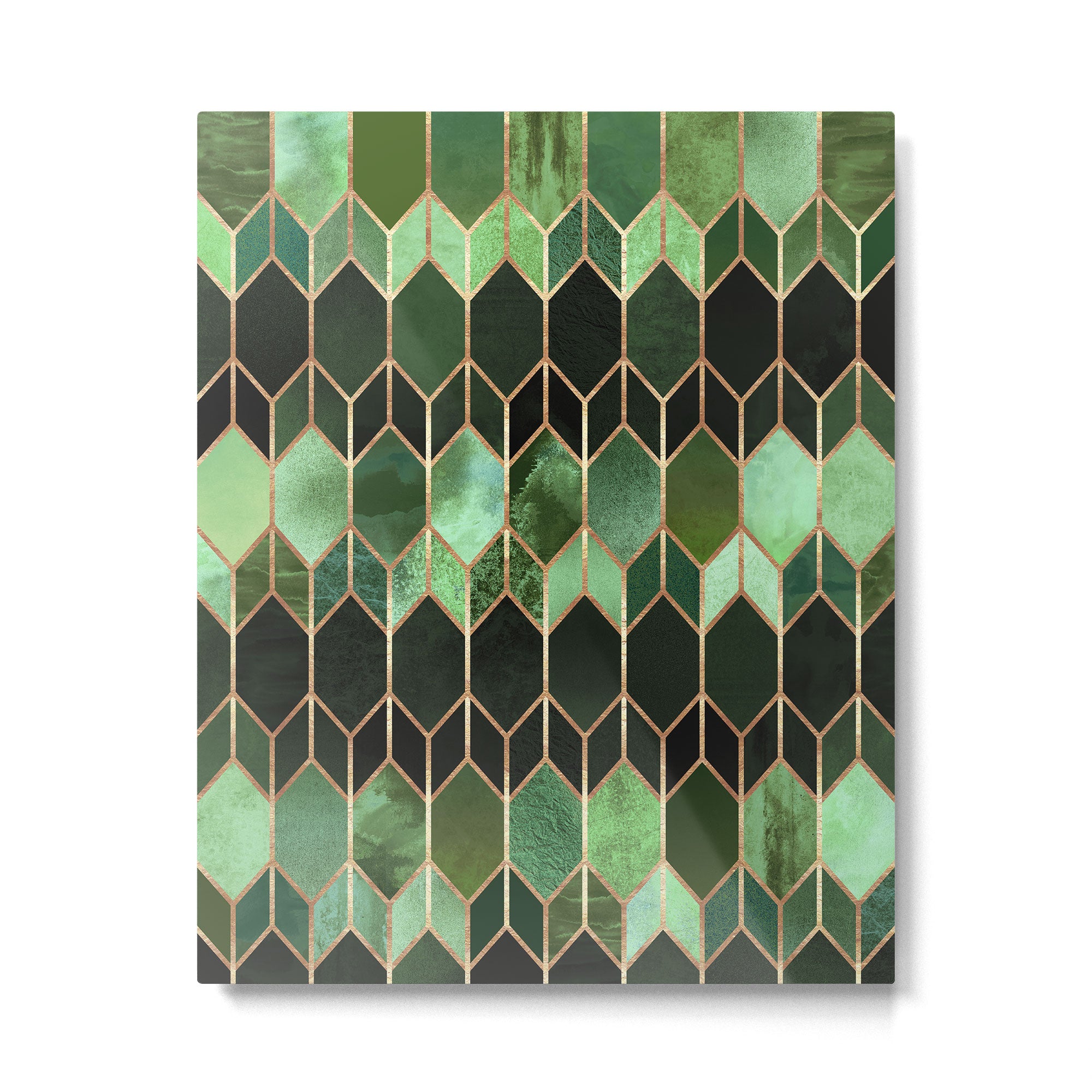 Stained Glass 5 - Forest Green Metal Print Gallery Image 4