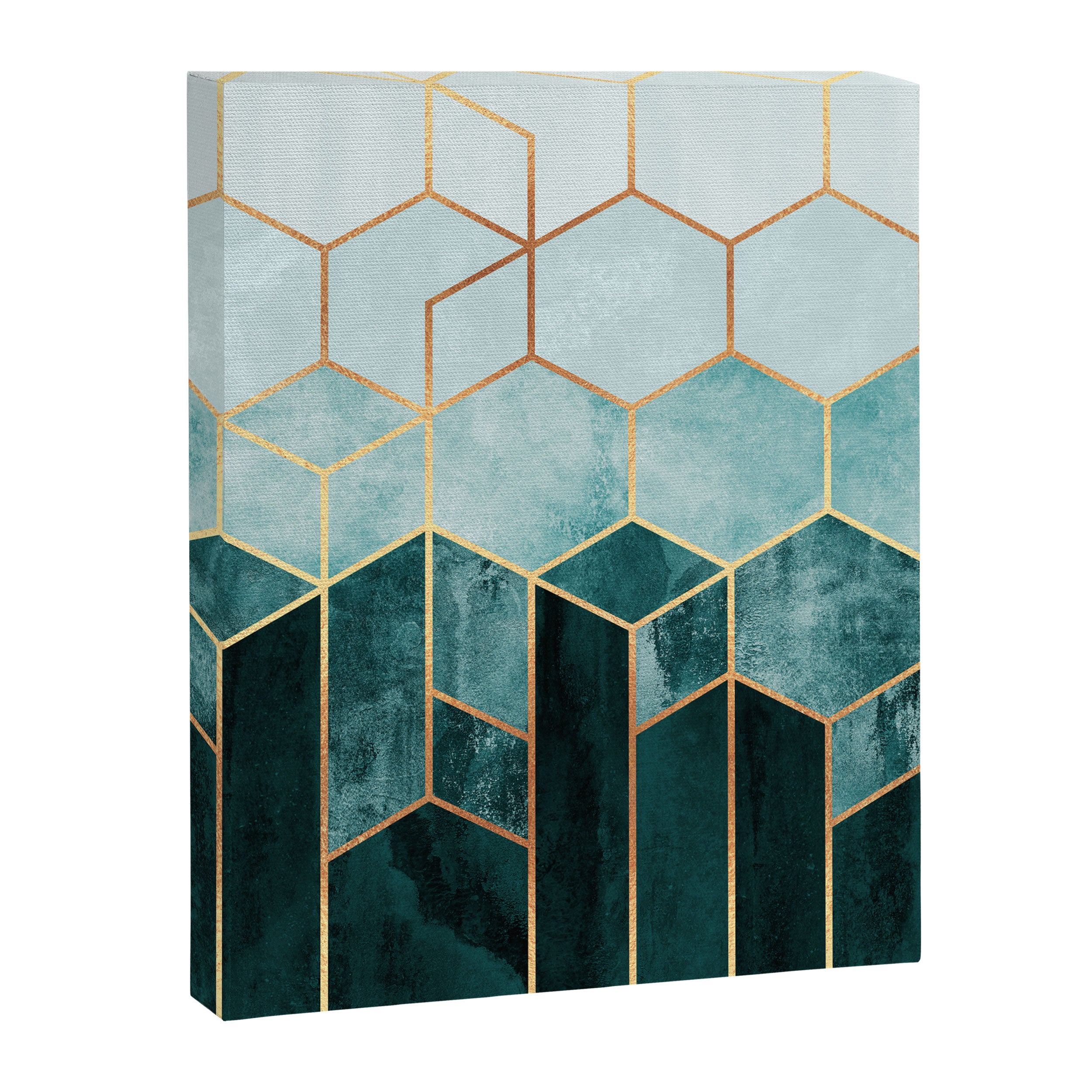Teal Hexagons Canvas Print Gallery Image 8