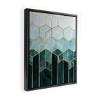 Teal Hexagons Framed Canvas Print Gallery Image 2