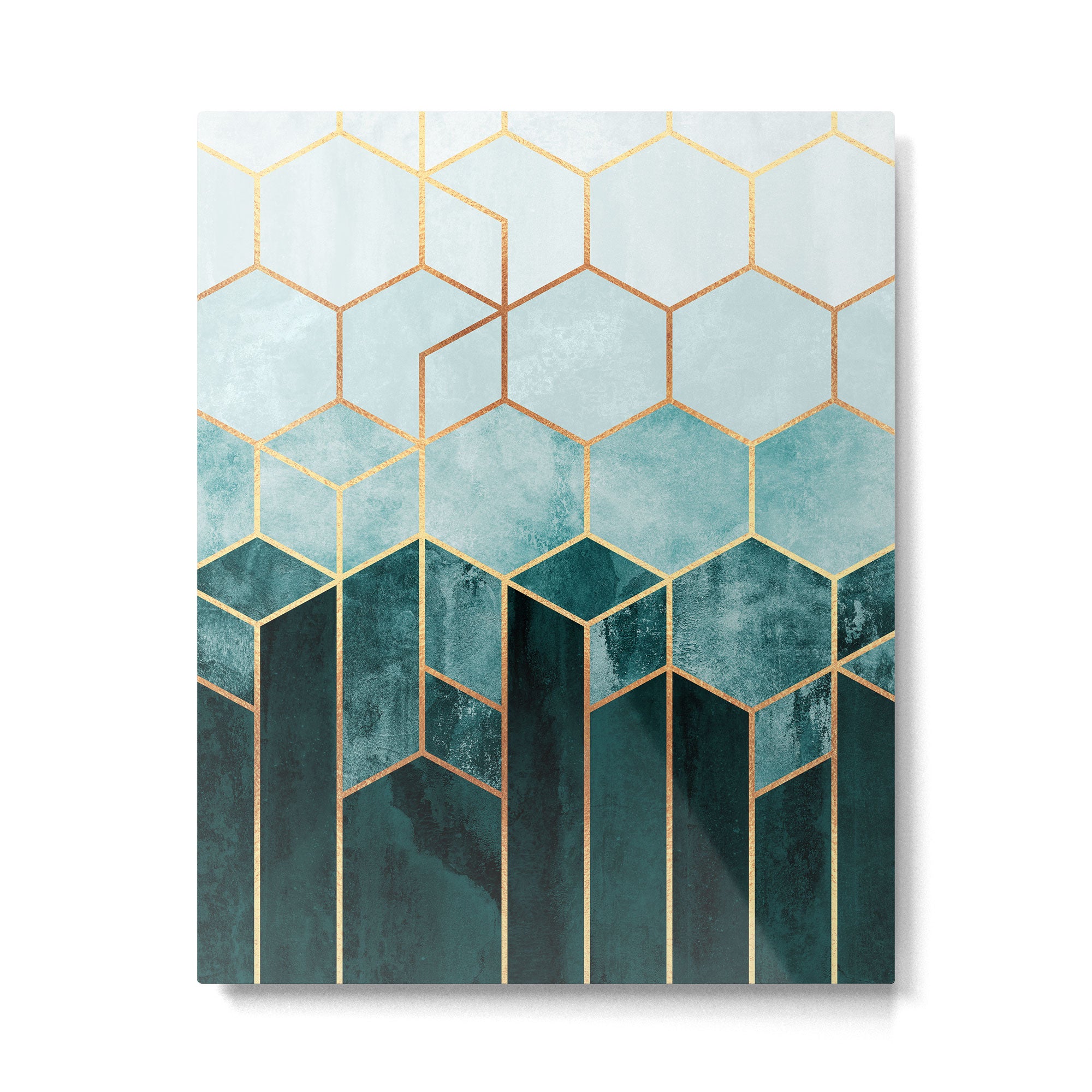 Teal Hexagons Metal Print Gallery Image 6