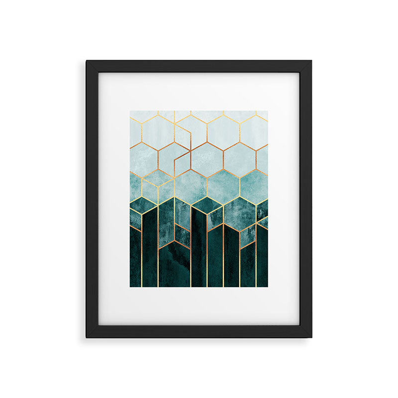 Teal Hexagons Framed Art Print Gallery Image 4