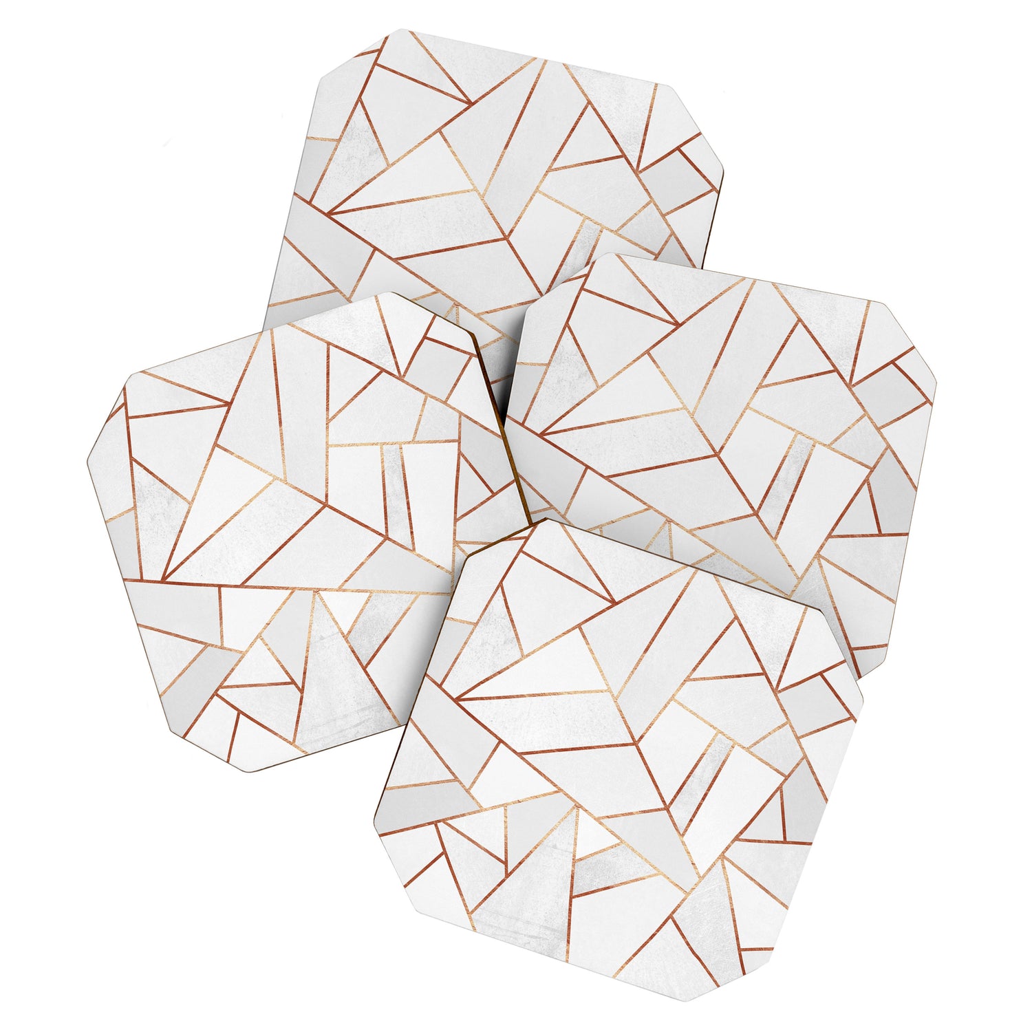 White Stone & Copper Lines Coaster Gallery Image 1