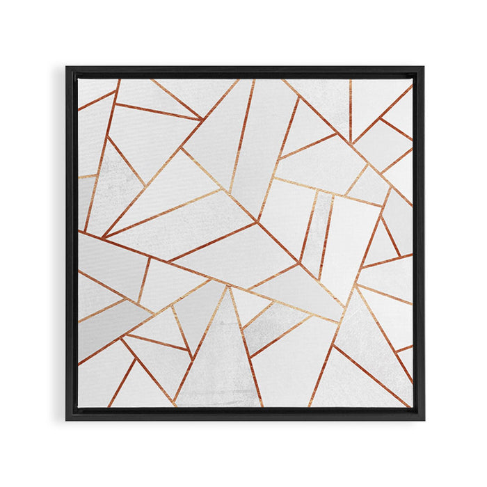 White Stone & Copper Lines Framed Canvas Print Gallery Image 1
