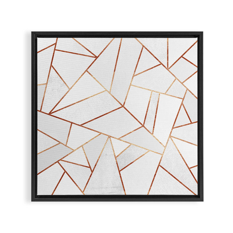 White Stone & Copper Lines Framed Canvas Print Gallery Image 3