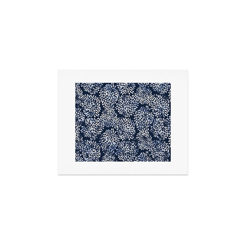 Abstract Navy Watercolor Line Flowers Art Print Gallery Image 1