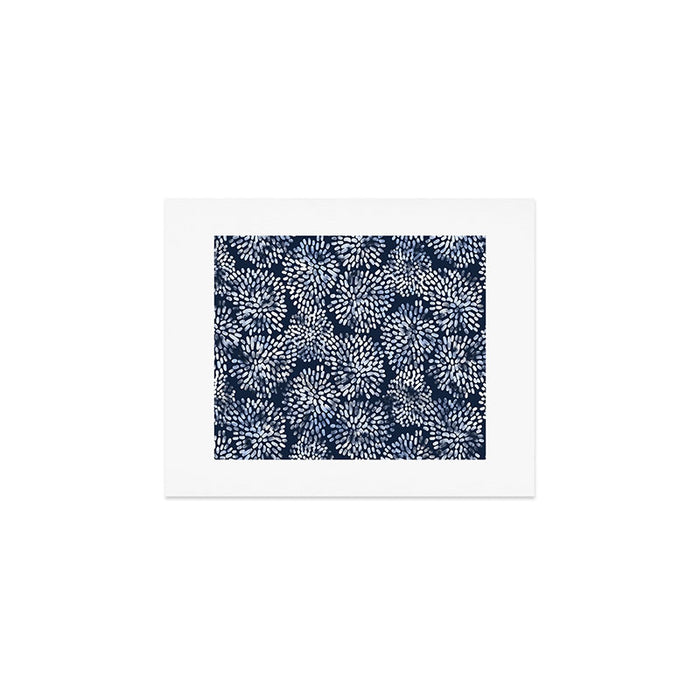 Abstract Navy Watercolor Line Flowers Art Print Gallery Image 1