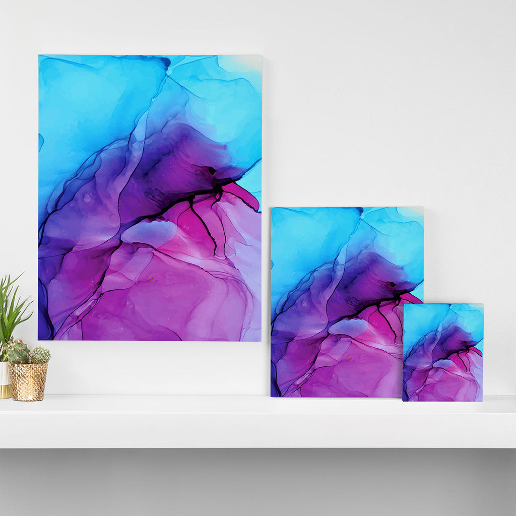 Aqua Pop - Alcohol Ink Painting Canvas Print Gallery Image 3