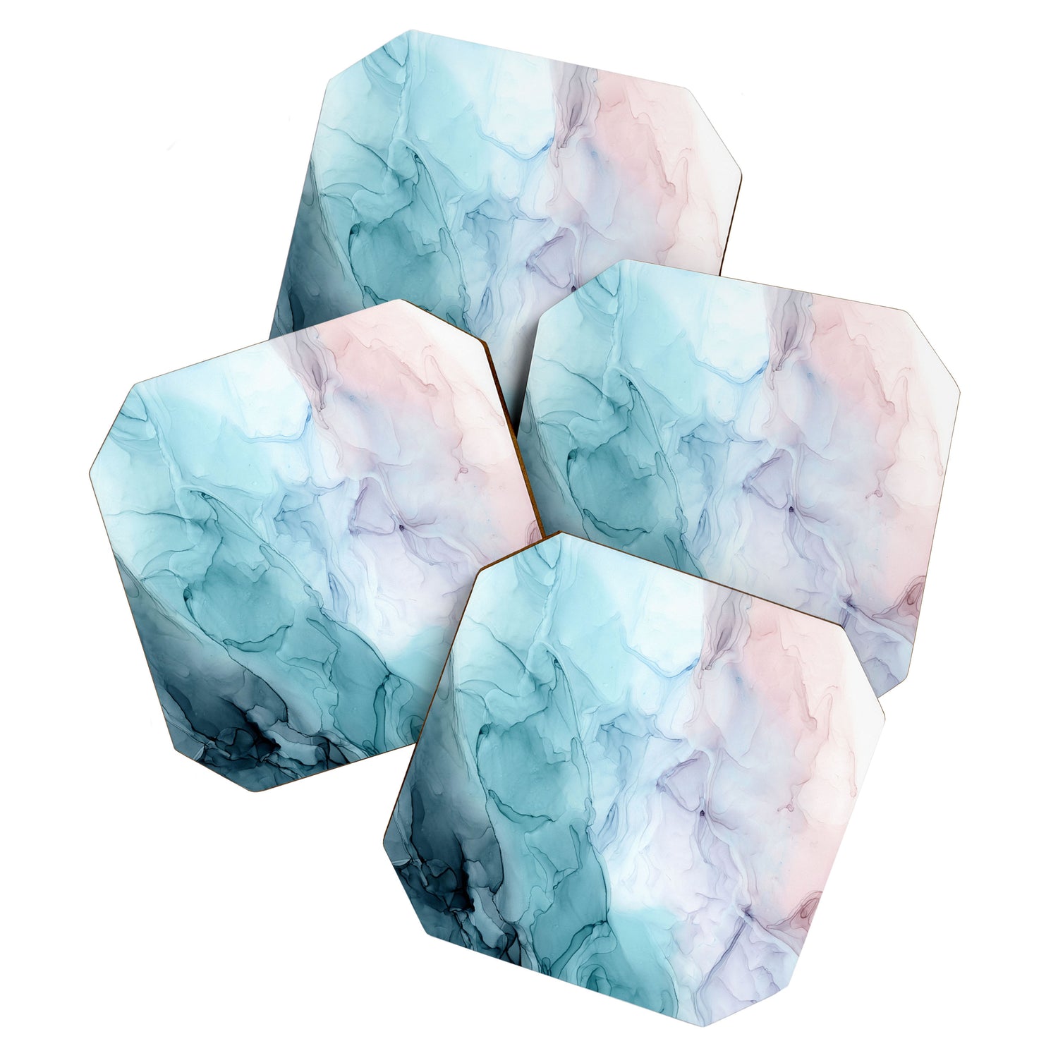 Beachy Pastel Flowing Ombre Abstract Coaster Gallery Image 1