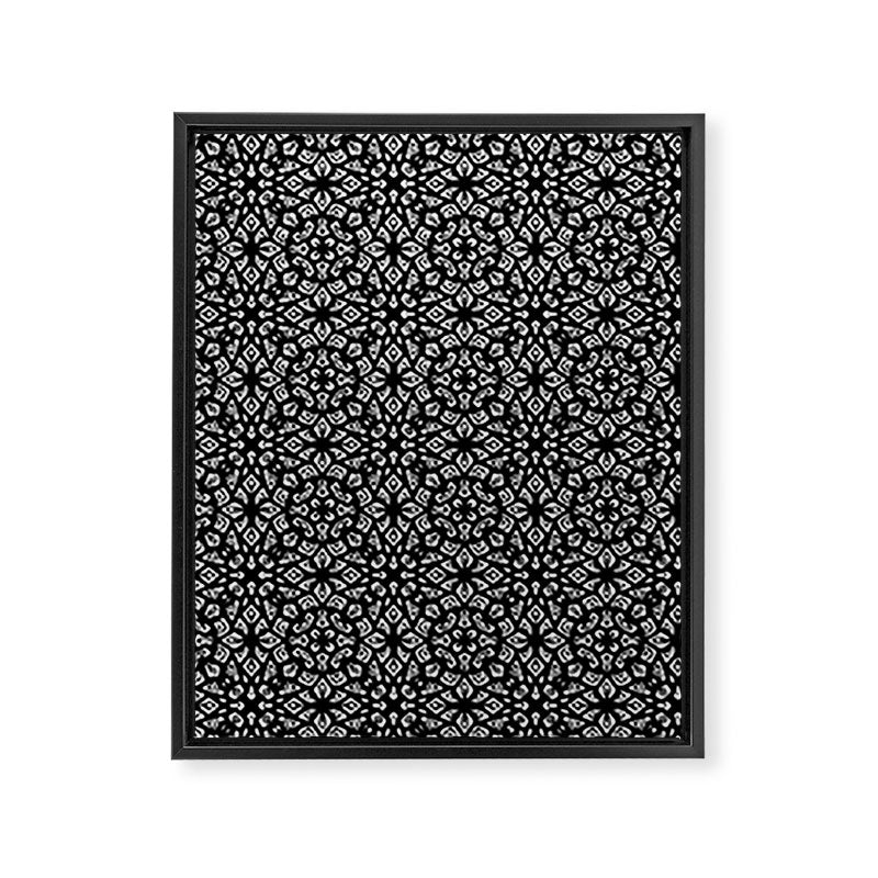Black and White Mandala Pattern Framed Canvas Print Gallery Image 8