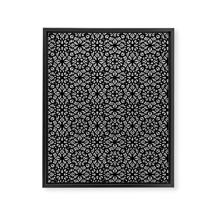 Black and White Mandala Pattern Framed Canvas Print Gallery Image 1