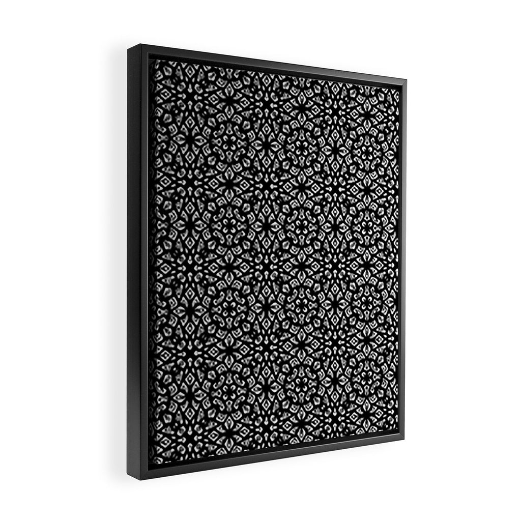 Black and White Mandala Pattern Framed Canvas Print Gallery Image 2